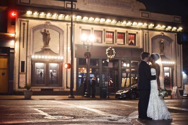 Wedding Couple Outside Woodward Theater